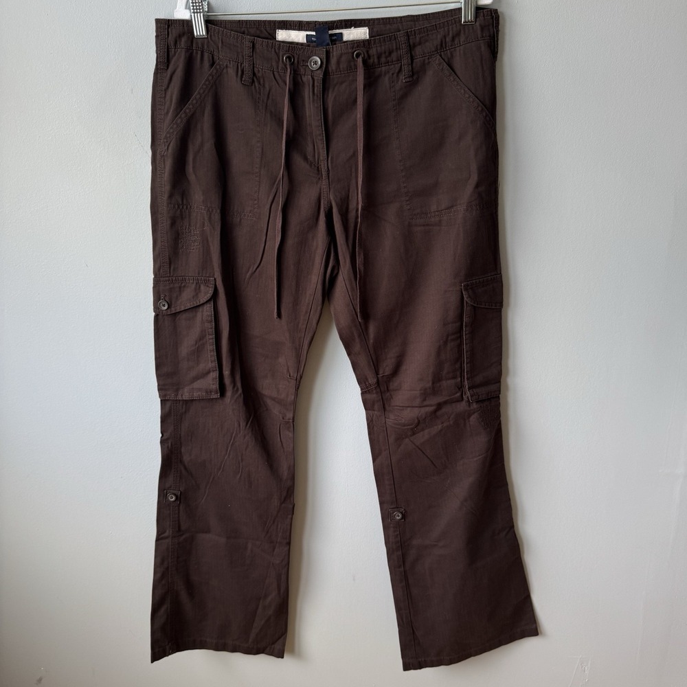 Tommy Hilfiger Women's Size 12 Brown Cargo Pants 100% Cotton Y2K Inspired